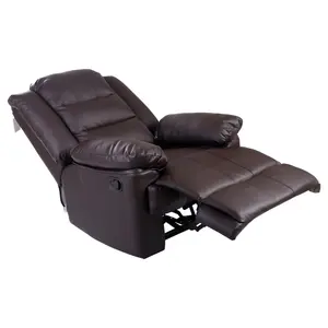 Loxley Bonded Leather Recliner Armchair Sofa Home Lounge Chair Reclining Gaming (Brown)