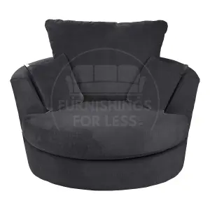 Casper Soft Chenille Fabric Fabric Swivel Chair 360 Rotation Black