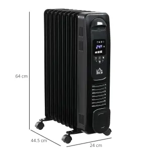 HOMCOM Oil Filled Radiator Electric Heater 3 Heat Settings Remote Control Black