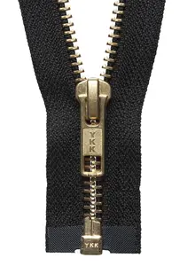 BRASS O/END ZIP 81CM - Brass Metal Open End Zip: 81cm: Black - YKK