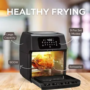 Daewoo 12L Rotisserie Air Fryer Oven with Rapid Air Circulation and Large Window with Interior Light,Thermostat Control,9 Pre Set