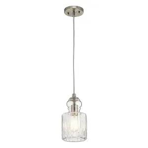 Elstead Riviera 1 Light Pendant, Brushed Nickel, E27