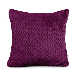 Moneeba Snug Soft Chevron Patterned Mink Moda Plush Cushion Aubergine / 56cm x 56cm