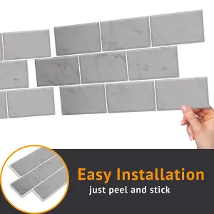 Grey Marble Stone Tile Sticker 6 x 12 inches / 15.4 x 30.5 cm  - 12pcs in a pack