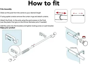 Metal Curtain Pole Set Extendable 40cm to 144cm Marble Chrome Curtain Rail 25mm