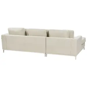 Right-Hand Corner Sofa with Ottoman OSLO Beige Fabric Right Hand