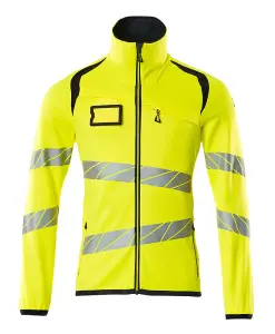 Mascot Accelerate Safe Microfleece jacket with Zip (Hi-Vis Yellow/Dark Navy)  (Medium)