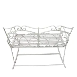 Outsunny 2 Seater Metal Garden Bench Outdoor Rocking Chair Patio White Love Seat