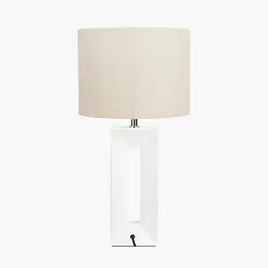 Block White Ceramic Tall Table Lamp