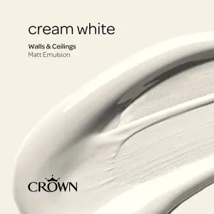 Crown Walls & Ceilings Matt Emulsion Paint Cream White - 2.5L