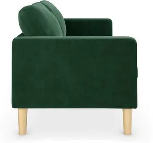 Dunelm Jacob Velvet Small 2 Seater Sofa, Mid Century, Jacob Bottle Green, Fabric/Velvet