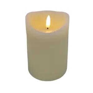 Flickering LED Battery Candle Flameless Realistic Cream Pillar Candle 13cm