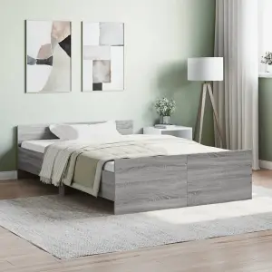 Berkfield Bed Frame with Headboard and Footboard Grey Sonoma 120x190 cm