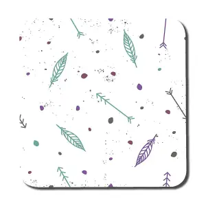 Cute cartoon pattern with feathers and arrows in boho style (Coaster) / Default Title