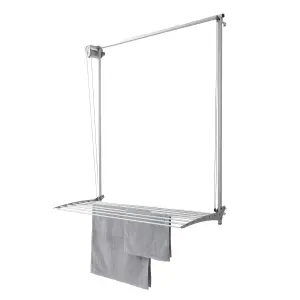 Wall 150, Wall mounted upright dryer, retractable and foldable, Grey 152x137x52 cm