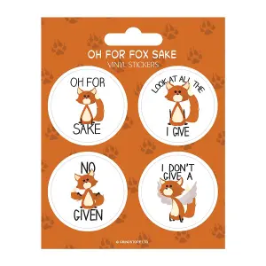 Grindstore Oh For Fox Sake Vinyl Stickers Set (Pack of 4) White/Orange/Black (One Size)