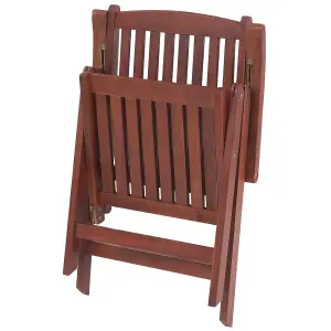 Set of 2 Garden Chairs with Cushions TOSCANA Acacia Wood Dark Red