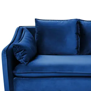 Beliani Modern Velvet Sofa Navy Blue AURE