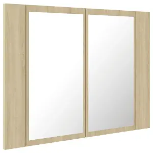 Berkfield LED Bathroom Mirror Cabinet Sonoma Oak 60x12x45 cm