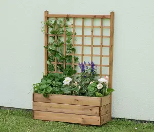 Rectangular Trellis Planter - Wood - L80 x W32 x H120 cm - Brown