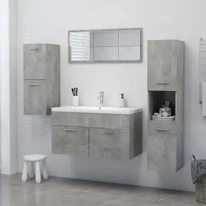 Berkfield Bathroom Cabinet Concrete Grey 30x30x130 cm Engineered Wood