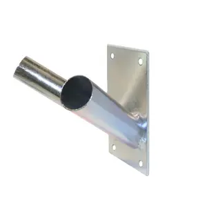 Double Flag Pole Holder - Wall Mounted Flag Pole Bracket, Galvanised (Silver), Rust and Weather Resistant, Heavy Duty