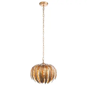 Damita Gold Leaf Decorative Floral 1 Light Ceiling Pendant