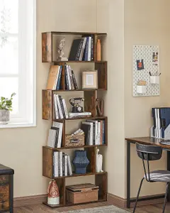 VASAGLE Bookshelves, 6-Tier Bookcase, Cube Display Shelf, Freestanding Storage Shelf, Modern, Rustic Brown