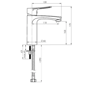 Hommix Rubineta Nica-18 Chrome Basin Tap