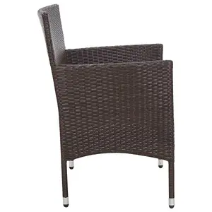 Berkfield Garden Bench with Cushion Poly Rattan Brown