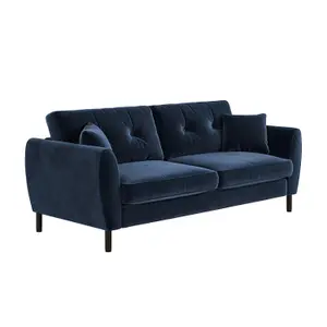 Solace+Co Ellison 3 Seater Velvet Sofa - Navy