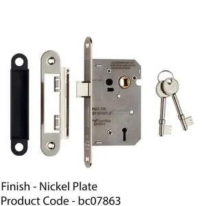 64mm 3 Lever Contract Sashlock Rounded Forend Nickel Plated Door Latch