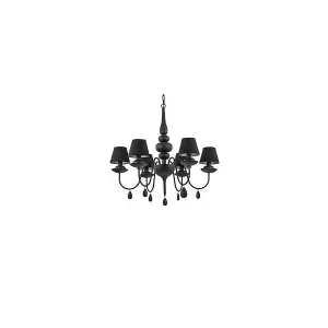 Luminosa Blanche  6 Light Multi Arm Chandelier Black Finish, E14