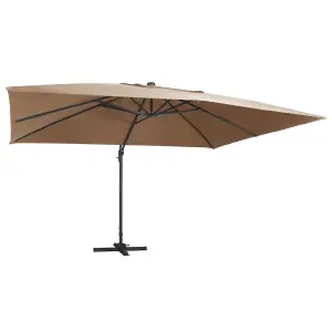 Berkfield Cantilever Umbrella with LED Lights and Aluminium Pole 400x300 cm Taupe