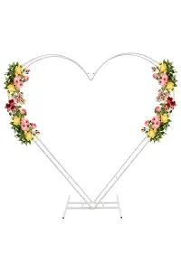 Dual Heart Gold Arch Stand Metal Frame - 6.8ft x 6.5ft , White