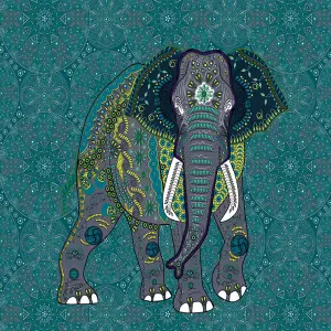 AS Creation Mandala Elephant Paisley Teal Wallpaper Feature Wall Mural 371x280cm