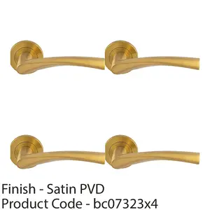 4 PACK - PAIR Angular Design Door Handle on Round Rose Concealed Fix Satin Brass PVD