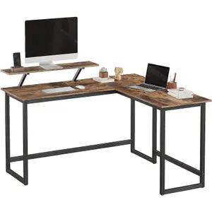 VASAGLE Computer Desk, L-Shaped Writing Workstation, Industrial Corner Desk With Monitor Stand, for Home Office Study Writing