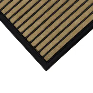 JVL Vienna Rubber Backed Scraper Doormat, 60x90cm, Lines