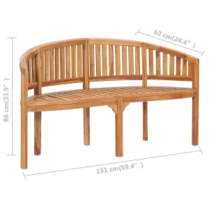 Berkfield Banana Bench 151 cm Solid Teak Wood