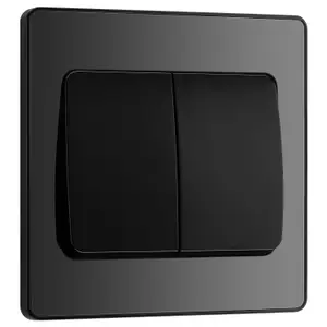 BG Evolve 20A Double Wall Light Switch 2 Way, Wide Rocker Black Chrome