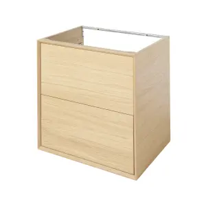 GoodHome Avela Matt Oak Veneer Wall-mounted Bathroom Vanity unit (H) 600mm (W) 600mm