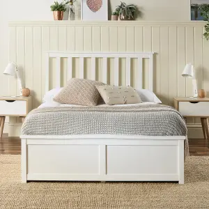 Wooden Ottoman Storage Bed in White, size Superking