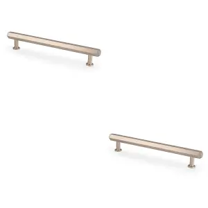 2 PACK - Industrial Hex T Bar Pull Handle - Satin Nickel 160mm Centres Kitchen Cabinet