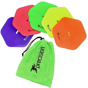 10 Pack Flat Hex Sports Pitch Markers - Assorted Colours Slim Pitch Training