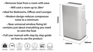 Prem-I-Air 14,000 BTU Portable Local Air Conditioner With Remote Control and Universal Window Fixing Kit and Dust Cover