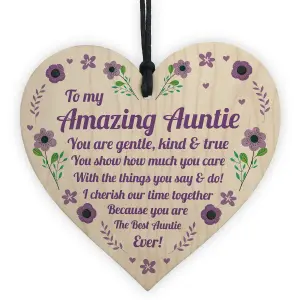 Auntie Birthday Gift Mothers Day Gift From Niece And Nephew Wooden Heart Keepsake