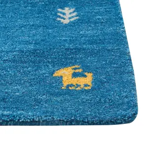 Wool Gabbeh Area Rug 160 x 230 cm Blue CALTI