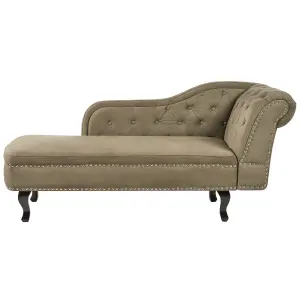 Right Hand Chaise Lounge Velvet Olive Green NIMES