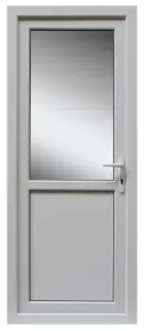 2 panel Frosted Glazed White LH External Back Door set, (H)2055mm (W)840mm